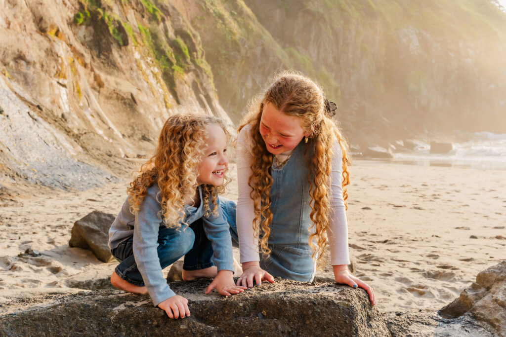 Kids hang out at the beach in Lincoln City, oregon